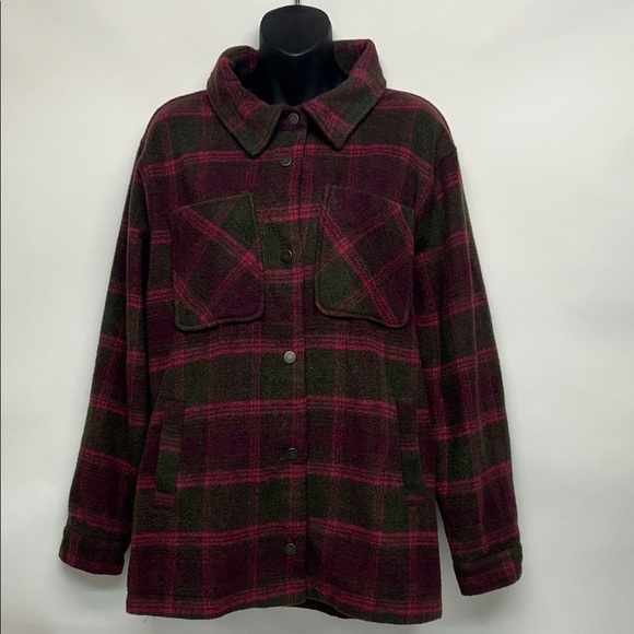 Ashley By 26 International Jackets & Blazers - Ashley By 26 International Plaid Utility Jacket - Pink and Green xl